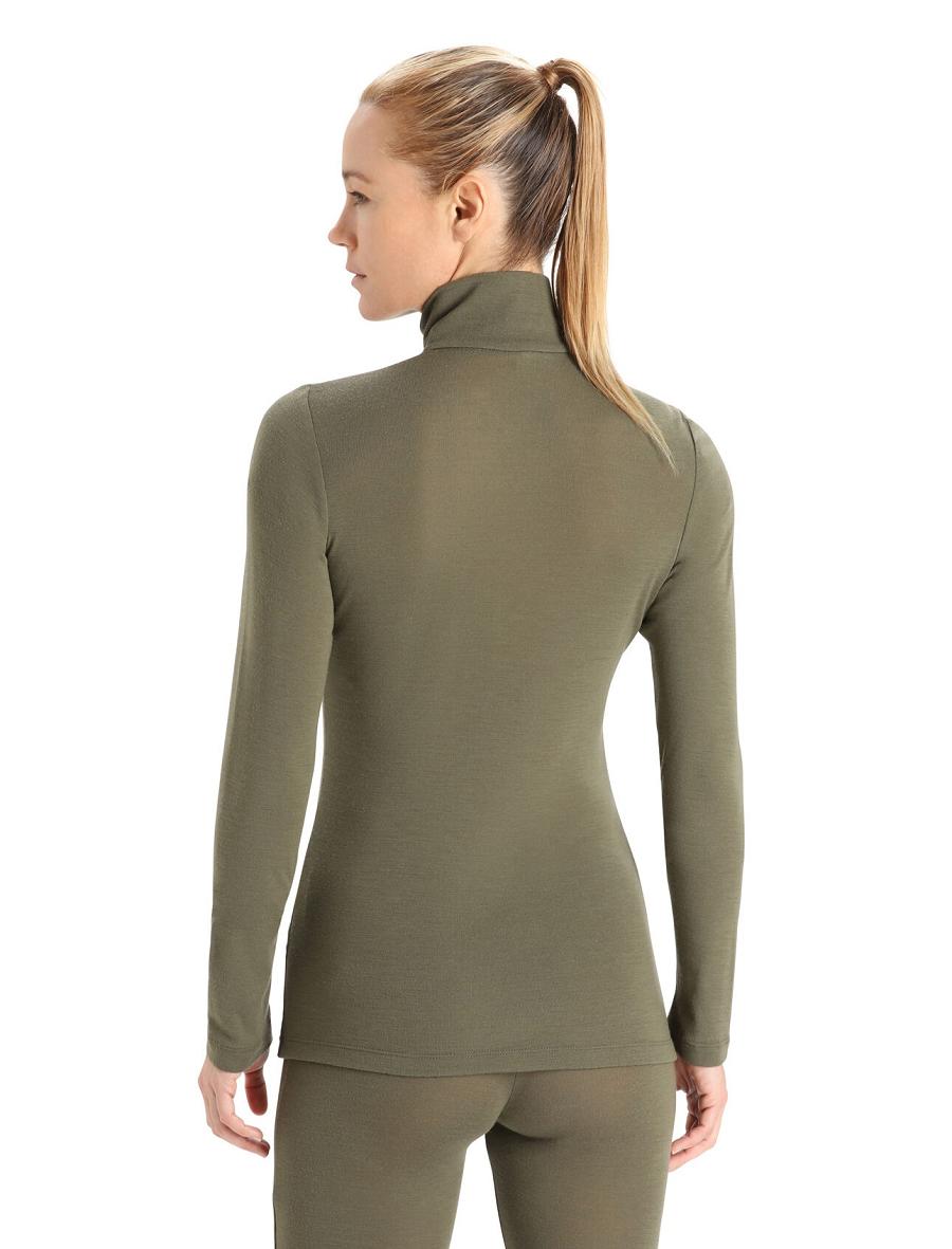 Women's Icebreaker Merino 175 Everyday Long Sleeve Half Zip Thermal Top Base Layers Loden | CA 1085VRWD